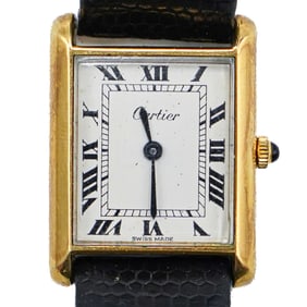 Vintage Cartier 18K Gold Electroplated Tank Wristwatch
