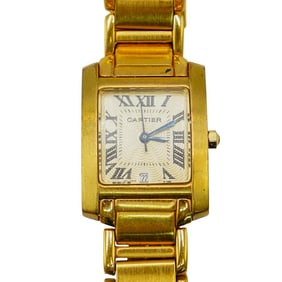 Vintage "Must de Cartier" Gold Plated Tank Wristwatch