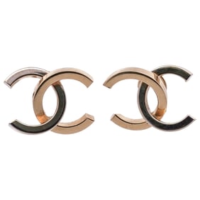 Chanel Style 14k White and Yellow Gold Earrings