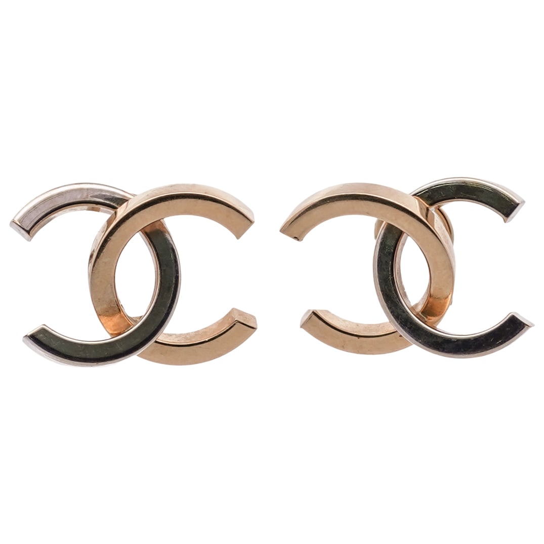Chanel Style 14k White and Yellow Gold Earrings (1 of 4)