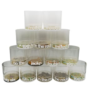 (14 pcs) Att. HOWW Mfg. Novelty Game/Gambling Acrylic Whiskey Glasses