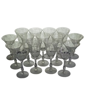 (15 pcs) Etched Crystal Stemware Set