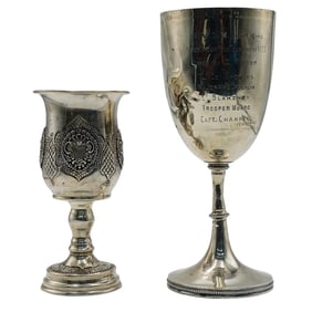 Pair Of Antique Sterling Silver Goblets