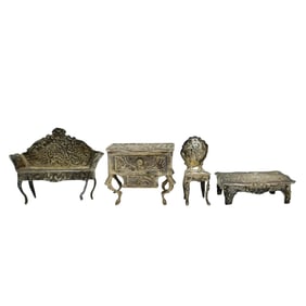 (4 pcs) Berthold Muller (Hanau) Sterling Miniature Furniture