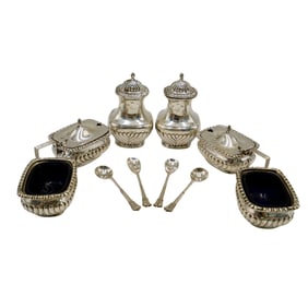 (10 Pc) English Sterling Silver Salt & Pepper Cellars