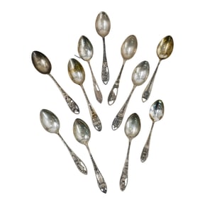 (10 Pc) Sterling Silver Demitasse Souvenir Spoons