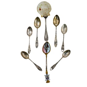 (8 Pc) Sterling Silver Demitasse Souvenir Spoons