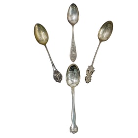 (4 Pc) Sterling Silver Souvenir Spoons