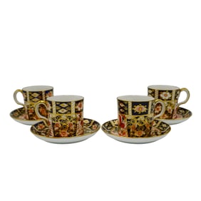(8 Pc) Royal Crown Derby Imari Porcelain Demitasse Coffee Set