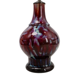 Antique Chinese Flambe Glaze Porcelain Lamp