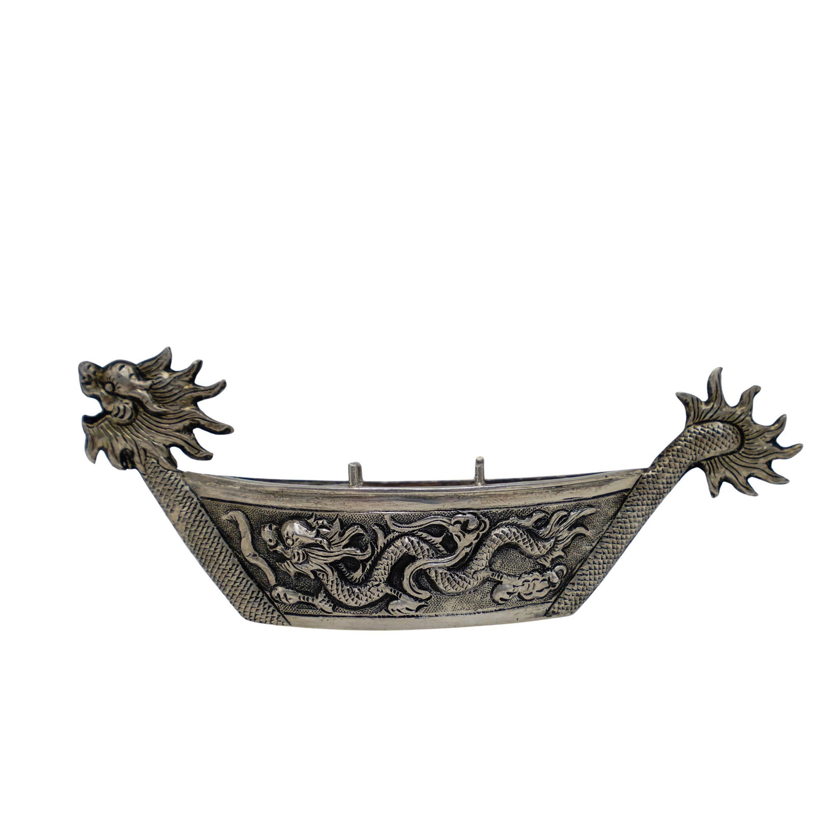 Chinese Sterling Silver Model Of A Dragon Boat (1 of 8)