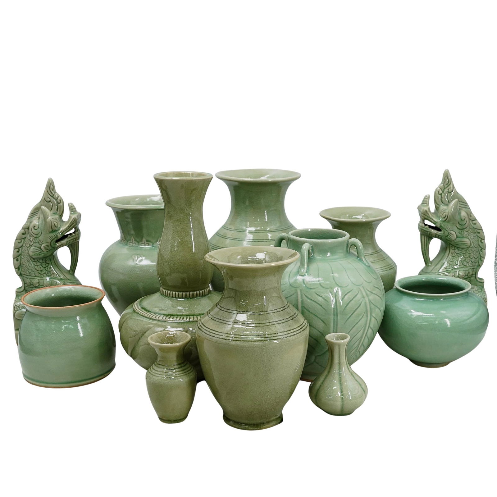 (13 Pc) Thai Celadon Ceramic Vessel Collection (1 of 10)