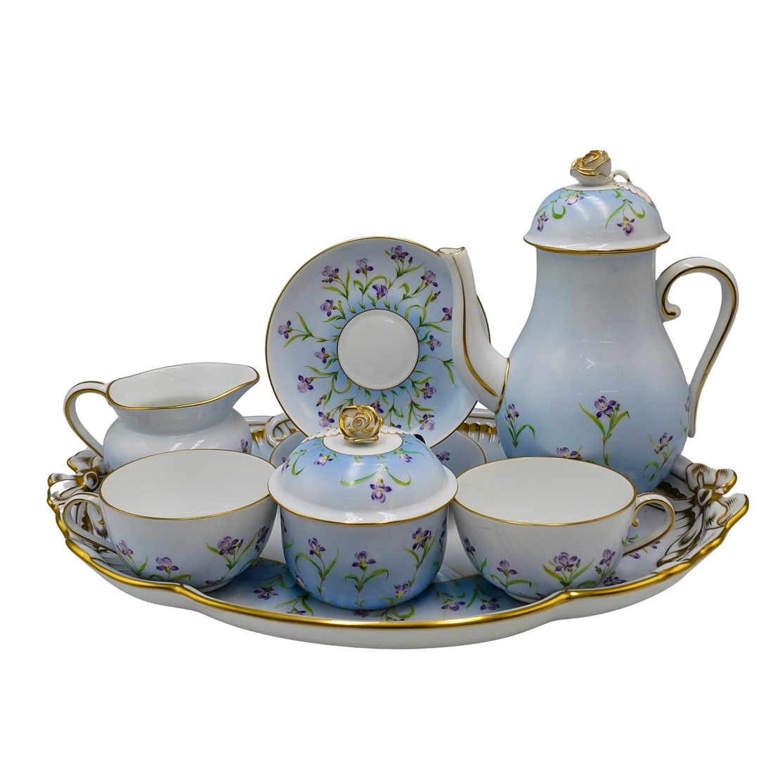 (8 pcs) Herend First Edition Porcelain "Iris Flower" Coffee Service (1 of 17)