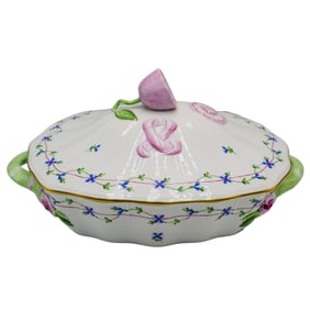 Herend Porcelain "Cornflower Blue Garland" Lidded Dish