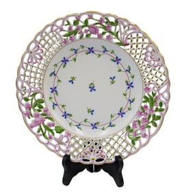 Herend Porcelain "Cornflower Blue Garland" Reticulated Dish