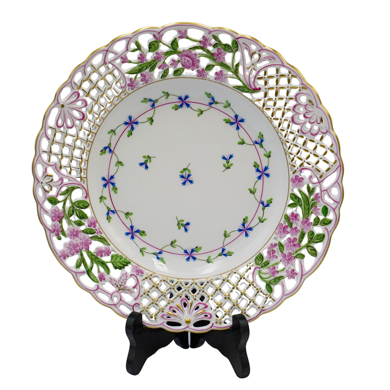 Herend Porcelain "Cornflower Blue Garland" Reticulated Dish (1 of 8)