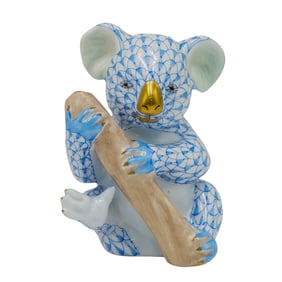 Herend Porcelain Blue Fishnet Koala Figurine