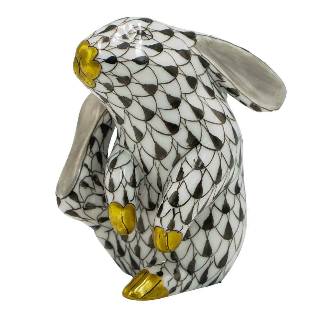 Herend Porcelain Black Fishnet Rabbit Figurine (1 of 6)