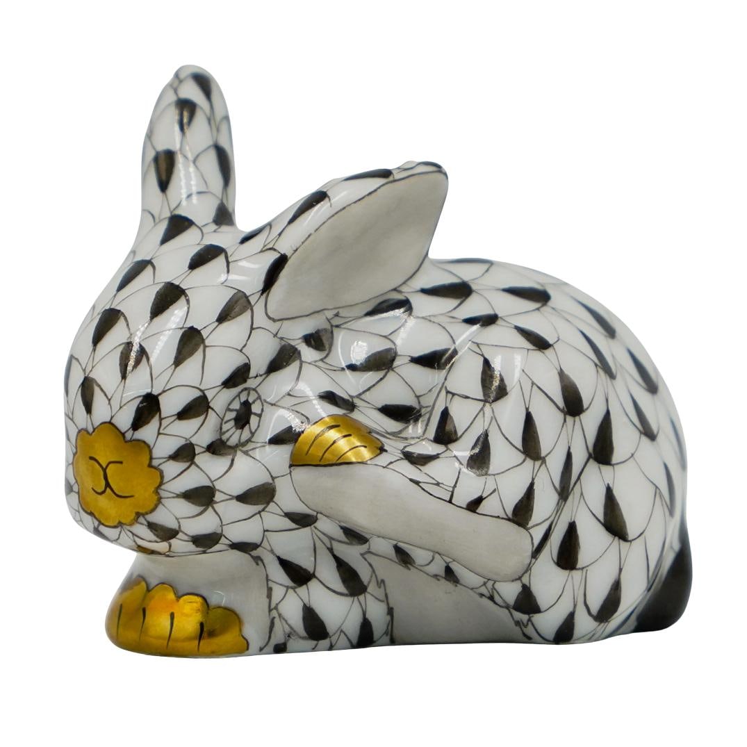 Herend Porcelain Black Fishnet Rabbit Figurine (1 of 8)
