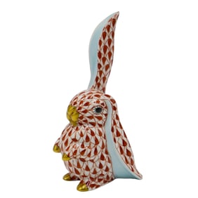 Herend Porcelain Rust Fishnet Rabbit Figurine