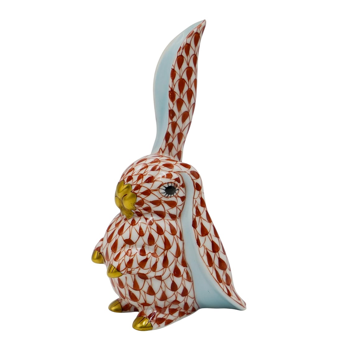Herend Porcelain Rust Fishnet Rabbit Figurine (1 of 7)