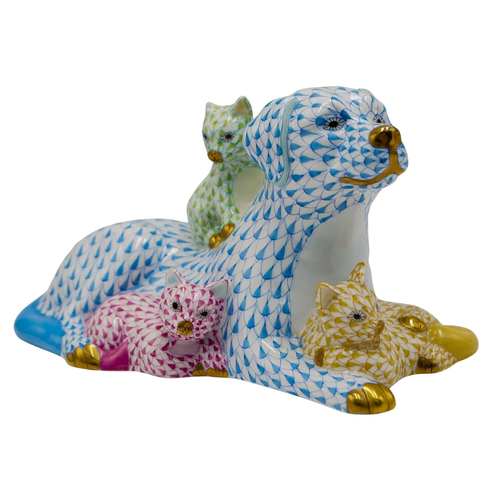 Herend 'Dog With Kittens' Porcelain Figurine (1 of 11)