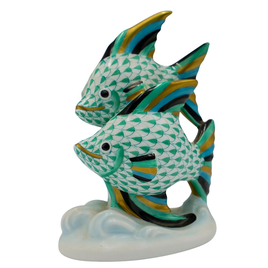 Herend Porcelain Green Fishnet Fish Figurine (1 of 7)