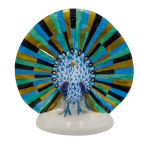 Herend Blue Fishnet Peacock Porcelain