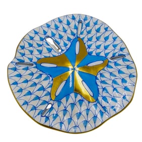 Herend Porcelain Blue Fishnet Sand Dollar
