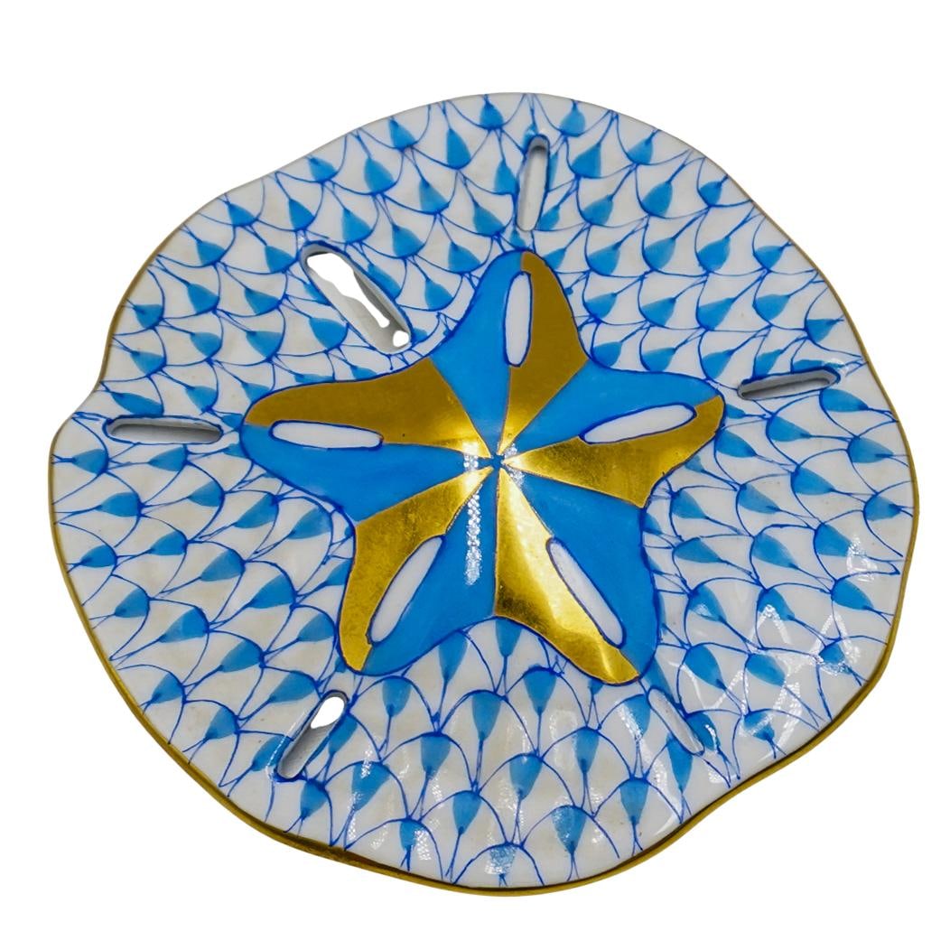 Herend Porcelain Blue Fishnet Sand Dollar (1 of 4)