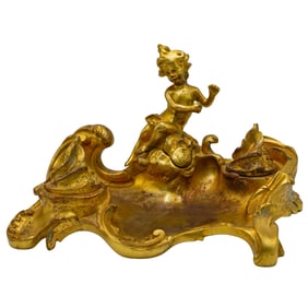 French Gilt Bronze Inkwell