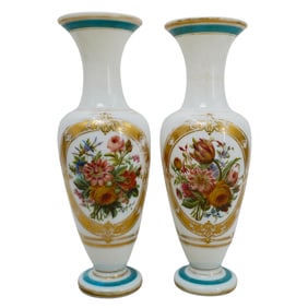 Pair of French Opaline Glass Vases