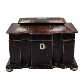 Antique English Tortoise Hued Tea Caddy