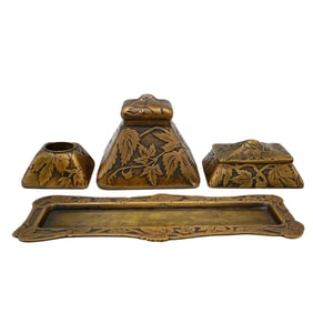 (4 Pc) Marshall Field & Co. Arts and Crafts Bronze Desk Set