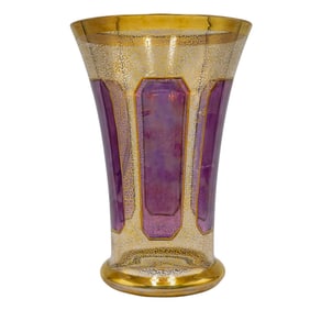 Moser-style Enamel Glass Vase