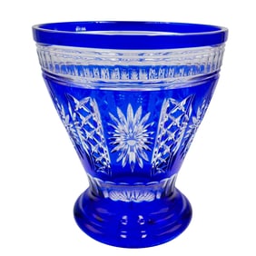 Bohemian Cobalt Blue Crystal Cut Ice Bucket