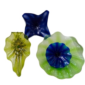 (3 pcs) Chihuly-style Art Glass Wall Mounts