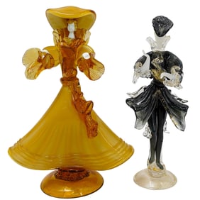 (2pc) Venetian Glass Figurines