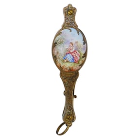 Gilt Brass Enamel Lorgnette Glasses