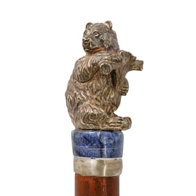 Antique Sterling Silver Bear Cane