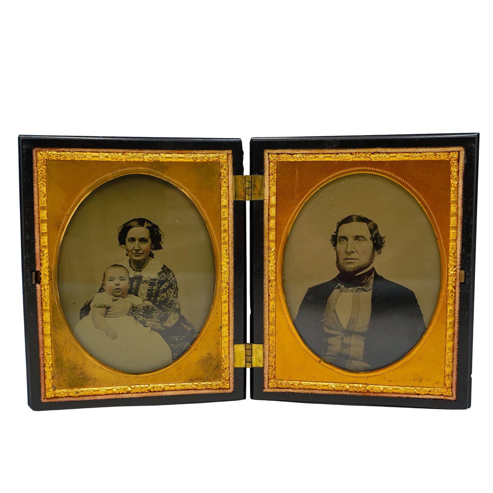 Antique Double Union Ambrotypes In Gutta Percha Case (1 of 6)