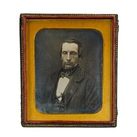 Antique Daguerreotype Photograph In Leather Case
