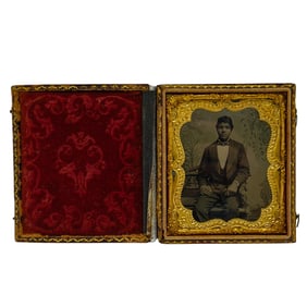 Antique Tintype Photograph In Leather Case