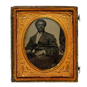 Tintype Of African American Man In Leather Case