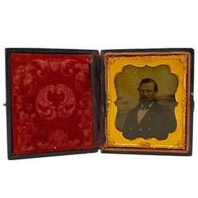 Antique Ambrotype Portrait In Leather Case