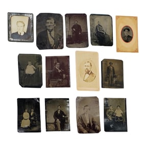 (13 Pc) Antique Tintype Photograph Lot