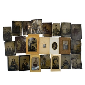 (22 Pc) Antique Tintype Photograph Grouping
