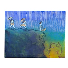 Surrealist Watercolor on Canvas Painting