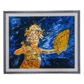 Signed Mo Bali Southeast Asian Oil on Canvas