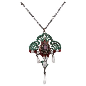 Austro Hungarian Metal and Enamel Necklace